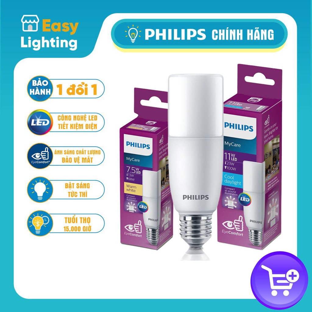 Bóng đèn LED Stick PHILIPS E27 - Kích thước nhỏ gọn, Thay thế hoàn hảo cho bóng đèn Compact - Hàng Chính Hãng