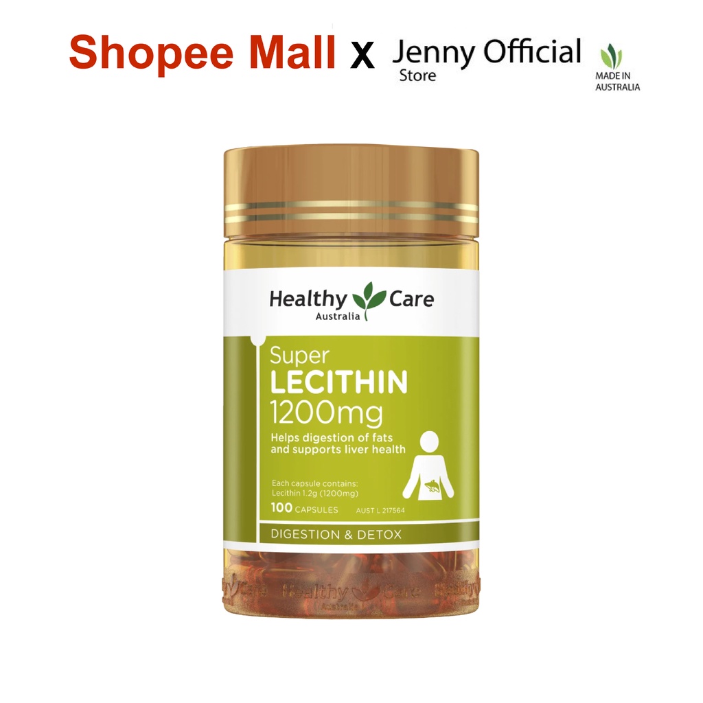 Mầm đậu nành Healthy Care Super Lecithin 1200mg 100 viên của Úc, đẹp da, đào thải độc tố gan, cân bằng nội tiết tố