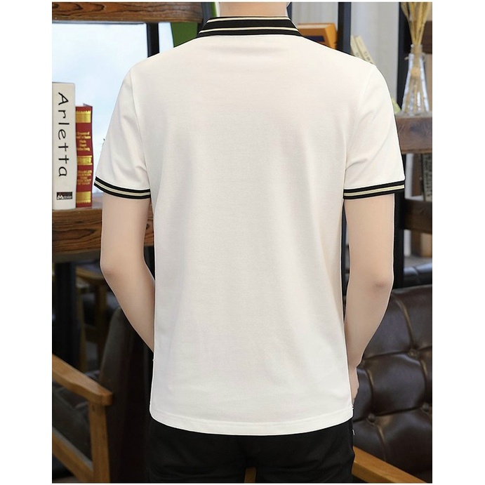 Áo Thun Nam, Áo Polo Nam Có Cổ Cotton Cao Cấp mẫu mới 2022 Thêu cổ chữ ngực trái cực đẹp trắng đen sang trọng lịch lãm