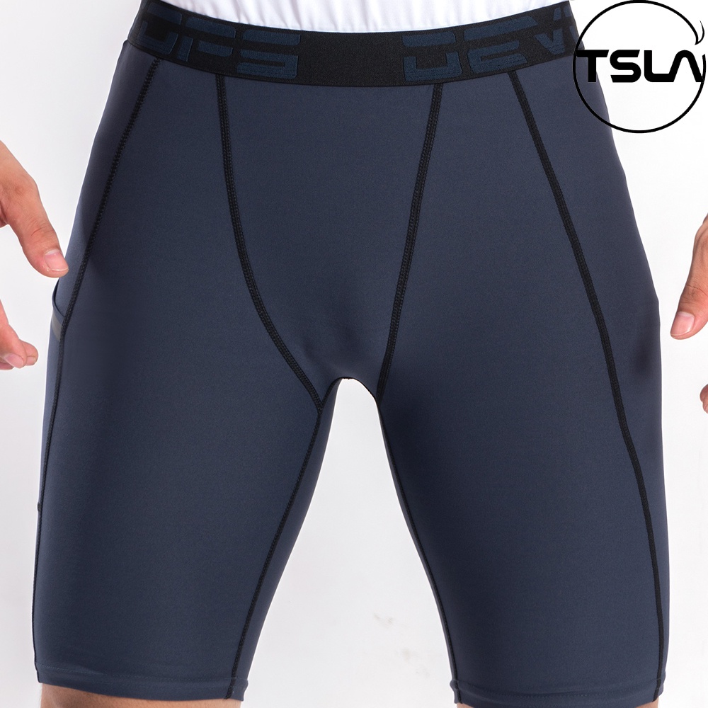 Quần legging nam ngắn có túi thể thao form ôm lưng thun đùi giữ nhệt bó cơ combat tập gym đá bóng rổ TSLA  DEL1002