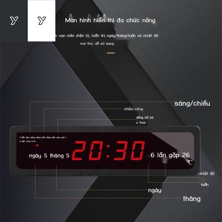 ◆ஐ✚Đồng hồ điện tử treo tường tại nhà Phòng ngủ để bàn Lịch Sáng tạo báo thức kỹ thuật số đa chức năng Hình chữ nhật