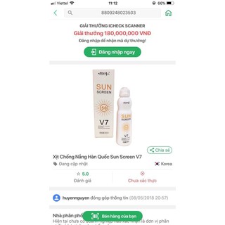 Xịt chống nắng hàn quốc sun screen v7 cho cả mặt và body