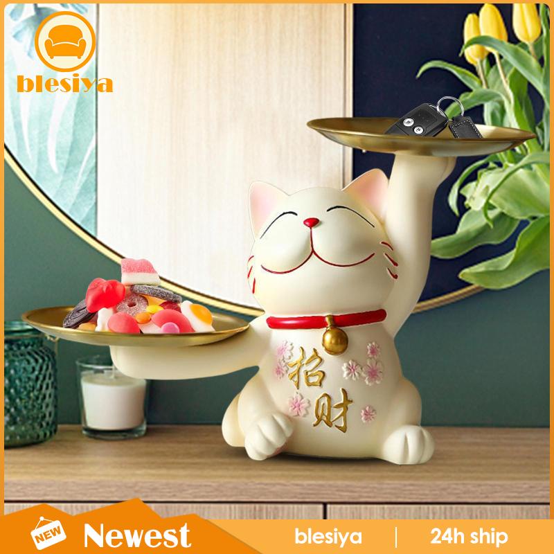 [Blesiya] Khay Đựng Tượng Mèo May Mắn Đa Năng Trang Trí Phòng Ăn