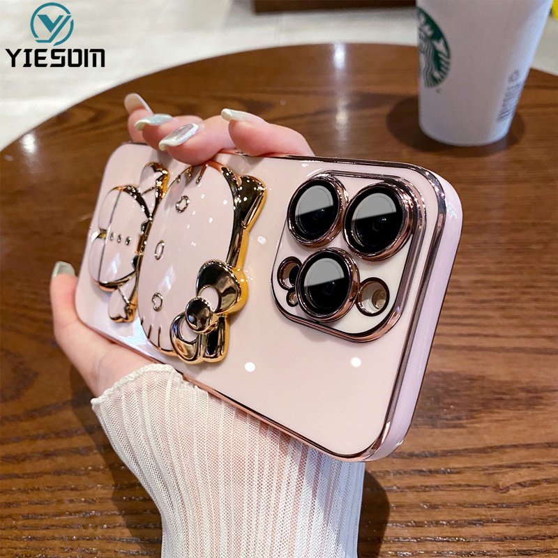 Ốp Điện Thoại Silicone Mềm Chống Sốc Có Giá Đứng Hình Hello Kitty Hoạt Hình Cho iPhone 14 13 Pro Max 14 Plus 13 Mini 14 Pro
