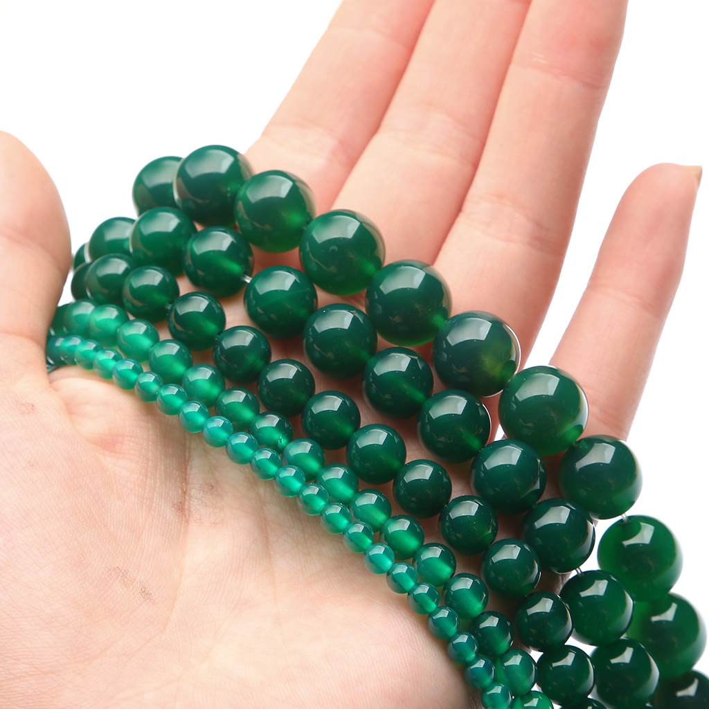 Set Đá Thủy Tinh Màu Xanh Lá Tự Nhiên Kích Cỡ 4 / 6 / 8 / 10 / 12mm Dùng Làm Đồ Trang Sức Thủ Công