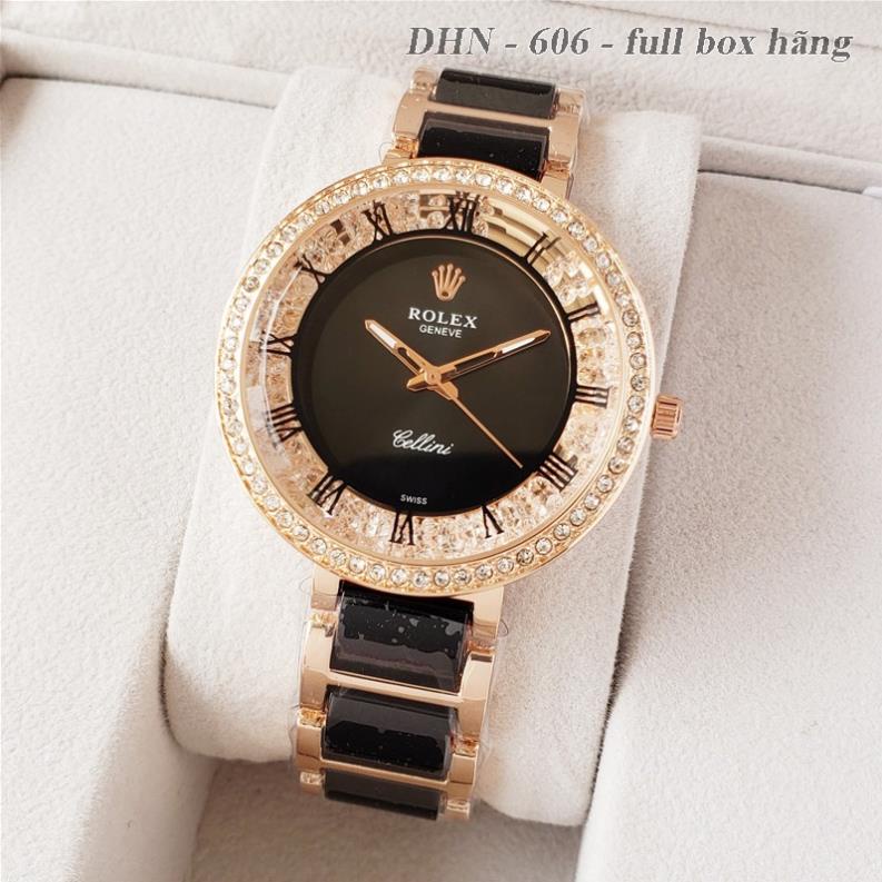 Đồng hồ nữ Rolex mặt tròn đính đá máy pin, dây hợp kim chống gỉ DHN606 shop108