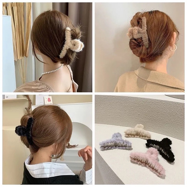 Kẹp Tóc Phối Lông Phong Cách Hàn Quốc Thời Trang Cho Nữ