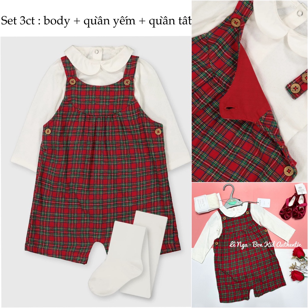 Set 3 món gồm bodychip + short yếm + quần tất Tu_UK chính hãng sz 3-6m, 6-9m, 9-12m