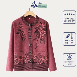 Áo len cardigan cài cúc Quảng Châu cho Mẹ Bà