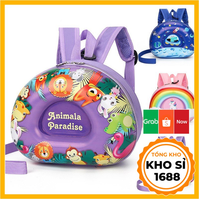 Cặp Sách Cho Bé Mẫu Giáo Mầm Non, Balo Trẻ Em Bé Trai Bé Gái Nắp Nhựa Chống Nước,Chống Va Đập E421