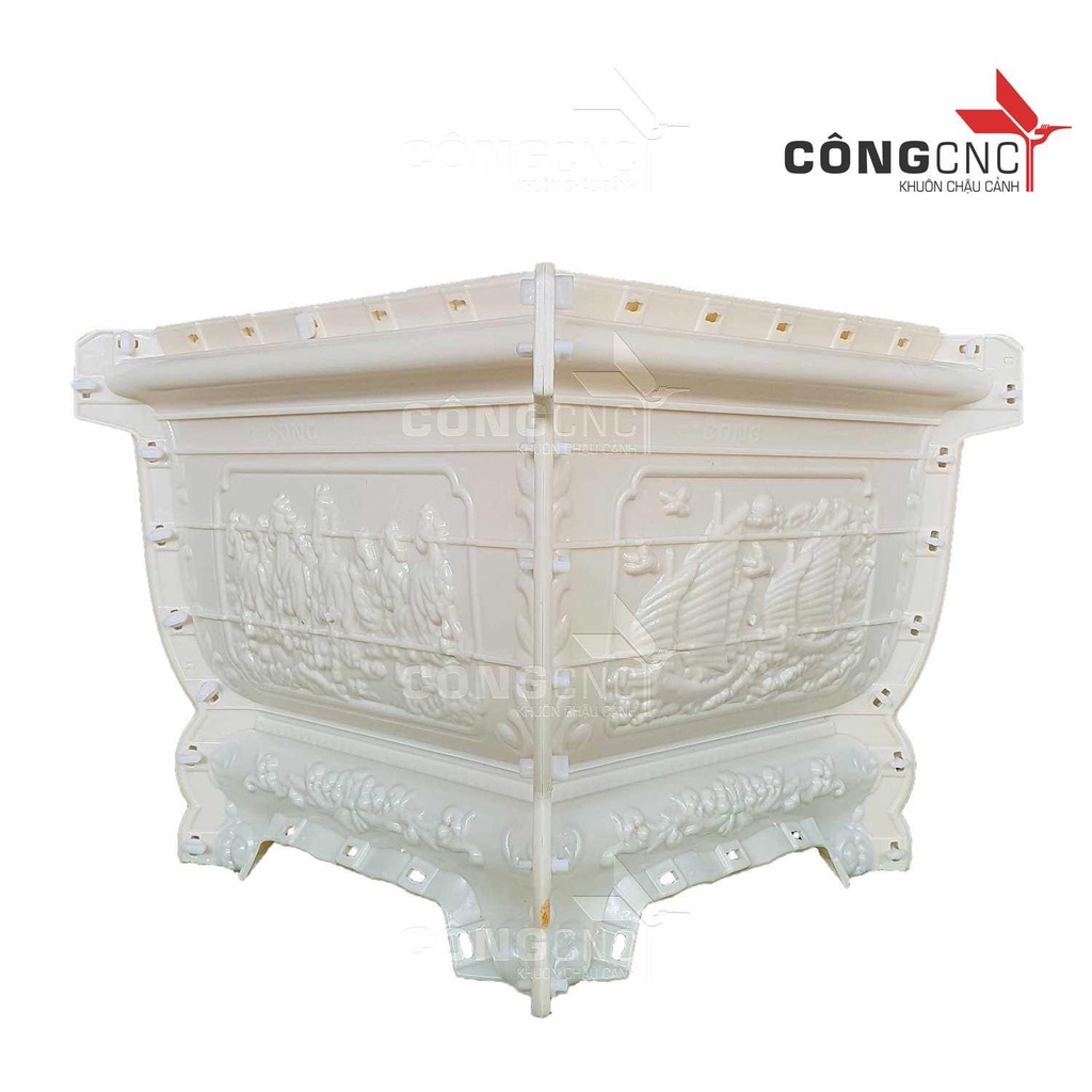 Khuôn Chậu Cảnh Xi Măng Vuông 60 Chân Liền