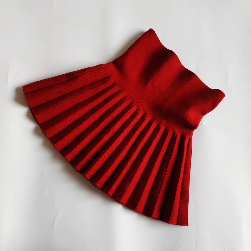 Chân Váy Dệt Kim Xếp Ly 7 Màu Trơn Thời Trang Xuân Thu Cho Bé Gái 1-15 Tuổi