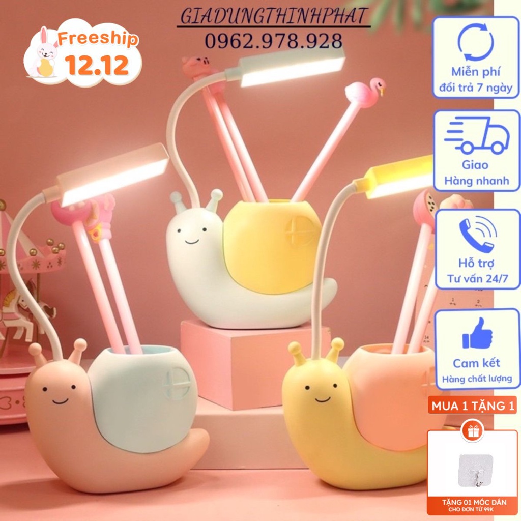 ĐÈN HỌC ĐỂ BÀN, ĐÈN BÀN MINI HÌNH ỐC SÊN NGỘ NGHĨNH CHO BÉ