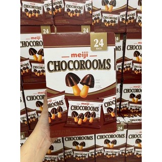 Socola bánh nấm sữa meiji chocorooms hộp 24 gói 510g của mỹ