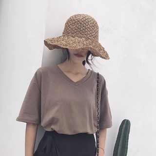 MM944 Áo phông nữ, áo thun nữ cổ tim basic (hàng Quảng Châu) cao cấp