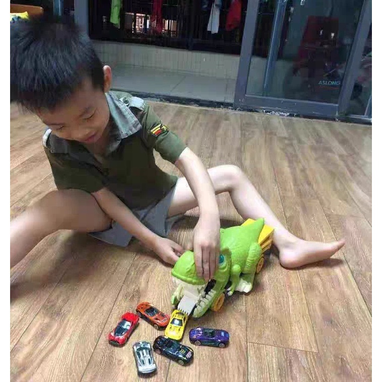 Đồ chơi xe khủng long bạo chúa nuốt ô tô kèm nhiều oto hợp kim cao cấp kích thước lớn cho bé