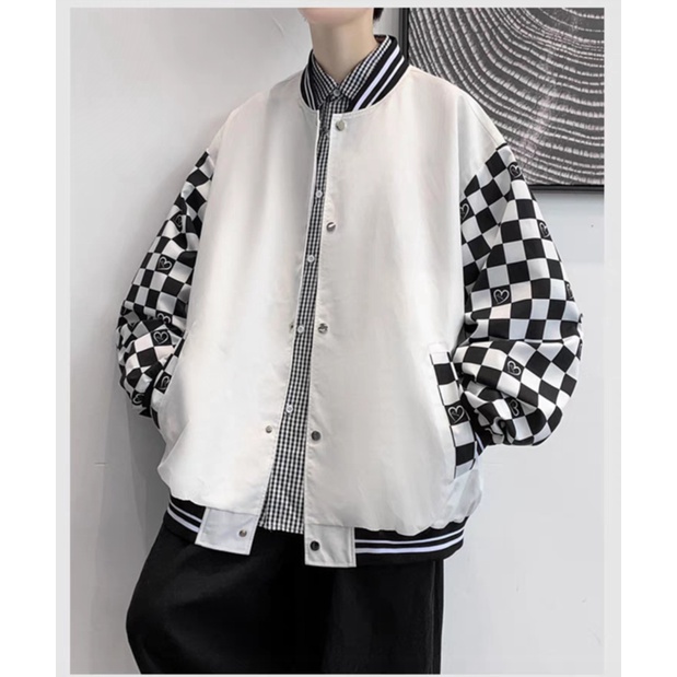 Áo Khoác Bomber Dáng Rộng Phối Màu Tương Phản Thời Trang Xuân Thu Cá Tính Cho Nam