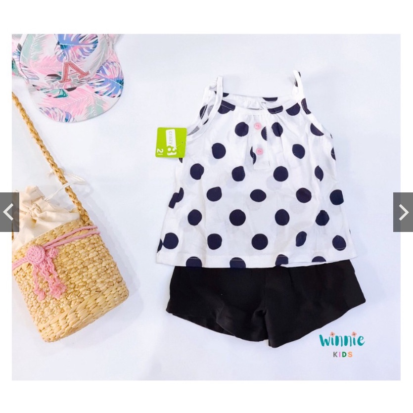 Bộ 2 dây cotton quần trơn màu bé gái chất cực đẹp hãng Crazy 8