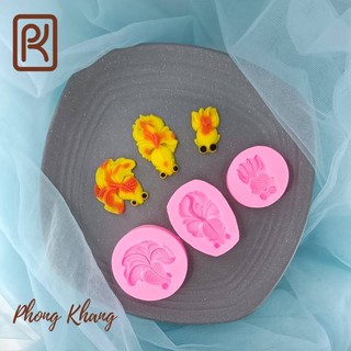 Bộ 3 khuôn silicon 4d Phong Khang làm rau câu cá ba đuôi