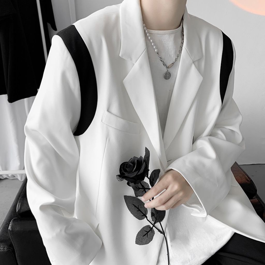 Áo Blazer Nam Dài Tay MANTO Áo Khoác Nam Kiểu Blazer Phối Màu 2 Tay Vạt Tròn Phong Cách Hàn Quốc AD011