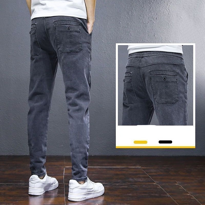 Quần Jean Dài Lót Lông Cừu Dày Dặn Lưng Thun Dáng Ôm Thời Trang Thu Đông Cho Nam