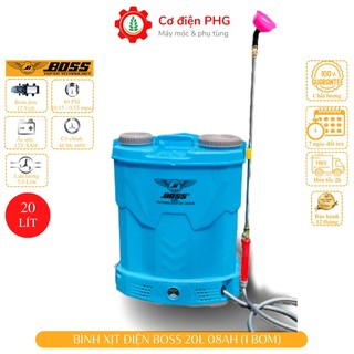 Bình xịt thuốc trừ sâu bằng điện boss 20l 1 bơm áp phun mạnh dùng ắc quy 12v8ah| công nghệ nhật bản
