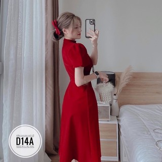 BIGSIZE Đầm nhung nơ cổ D14A