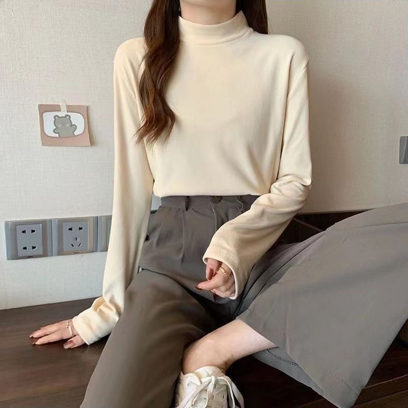 Áo giữ nhiệt nữ dài tay MADELA cổ cao co giãn 4 chiều, áo thun giữ nhiệt dày dặn cổ cao