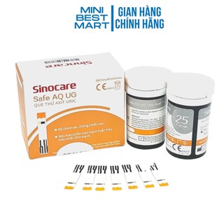 50 que thử axit uric cho máy sinocare safe aq ug + tặng 50 kim chích máu