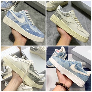 Giày Thể Thao AF1 Dây Thừng Bản Chuẩn SC, Giày AIR FORCE 1 denim vải bò xanh loang dây to Nam Nữ Mẫu Mới Hot Nhất 2022