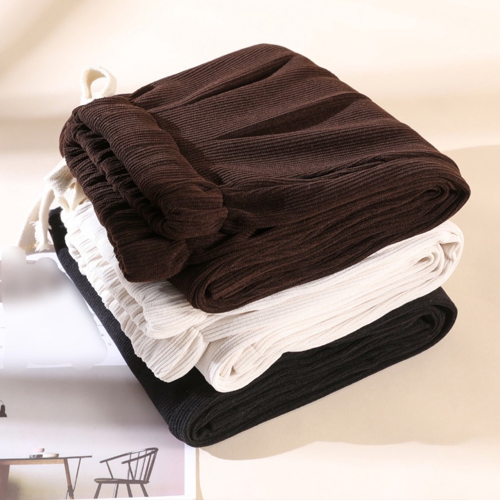 Quần ống suông nữ chất nỉ tăm dày dặn dáng culottes rộng lưng cao cạp chun co dãn thời trang ulzzang xuất hàn