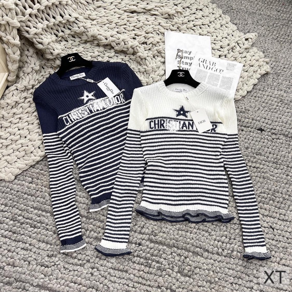 Áo len kẻ DR dài tay cho nữ ,