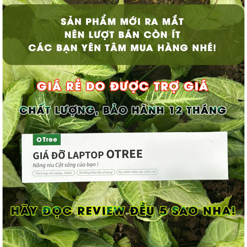Giá đỡ laptop OTree gấp gọn bằng nhôm cao cấp, thiết kế công thái học, đế tản nhiệt dành cho Laptop, MACBOOK, IPAD