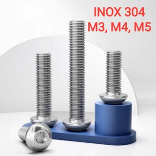 Ốc bulong inox 304 lục giác đầu dù M3, M4, M5 dài 6mm, 8mm, 10mm, 12mm, 15mm, 18mm, 20mm, 25mm, 30mm, 35mm, 40mm