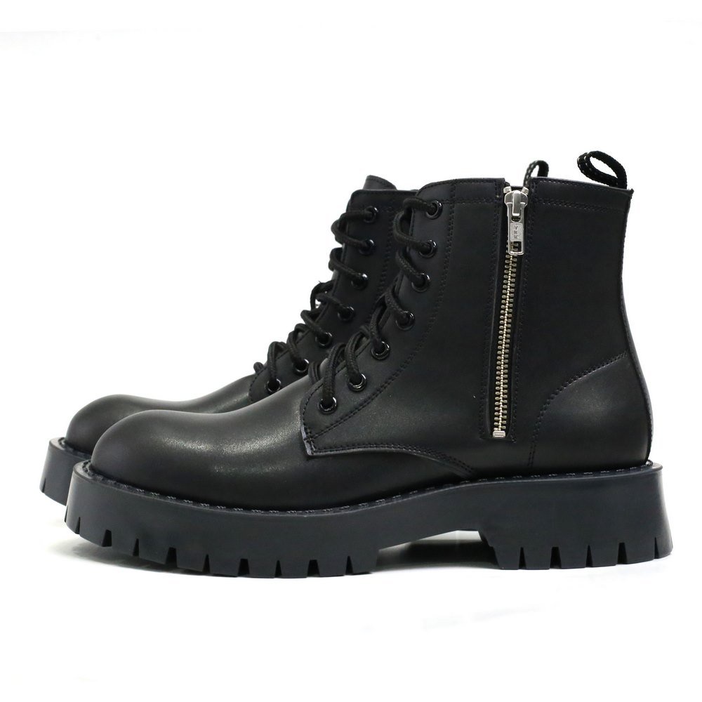 Chunky Combat Boots da thời trang INICHI G1111 da lì chống nhăn, khóa kéo phiên bản đế chunky cao cấp