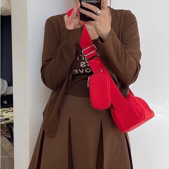 Mischa Túi Đeo Vai Bằng nylon Màu Trơn Thời Trang