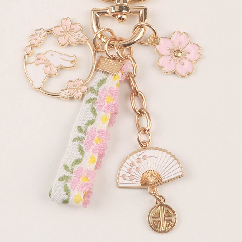 Ygt Móc Chìa Khóa Hình Thỏ Và Hoa Anh Đào Dễ Thương