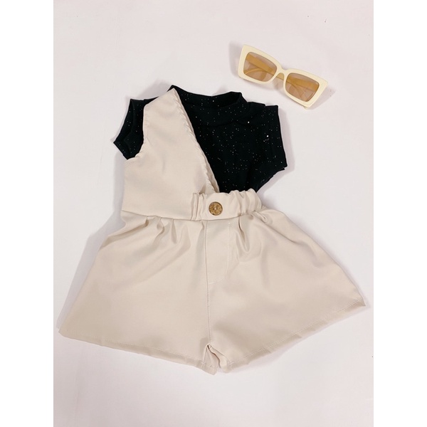 Ngọc Kids - Set jumsuit chéo kèm áo thun cho bé gái