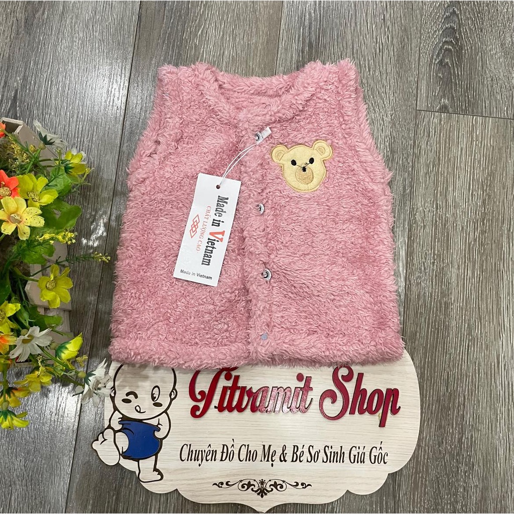 Áo gile hnkids vải lông cừu cho bé trai, bé gái