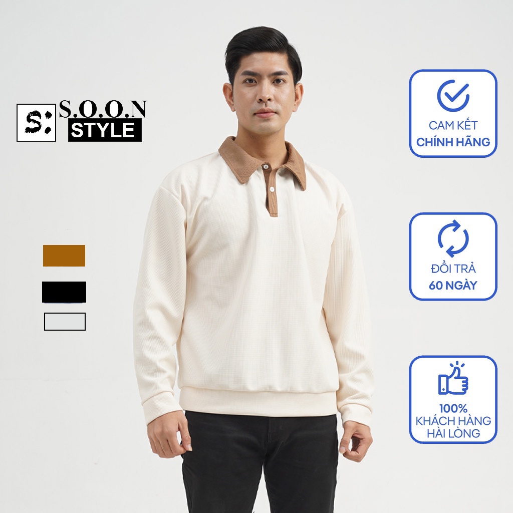 Áo POLO Dài Tay Nam Phối Cổ Bẻ Mùa Thu Đông 2022, Style Restro Hàn Quốc_DN05