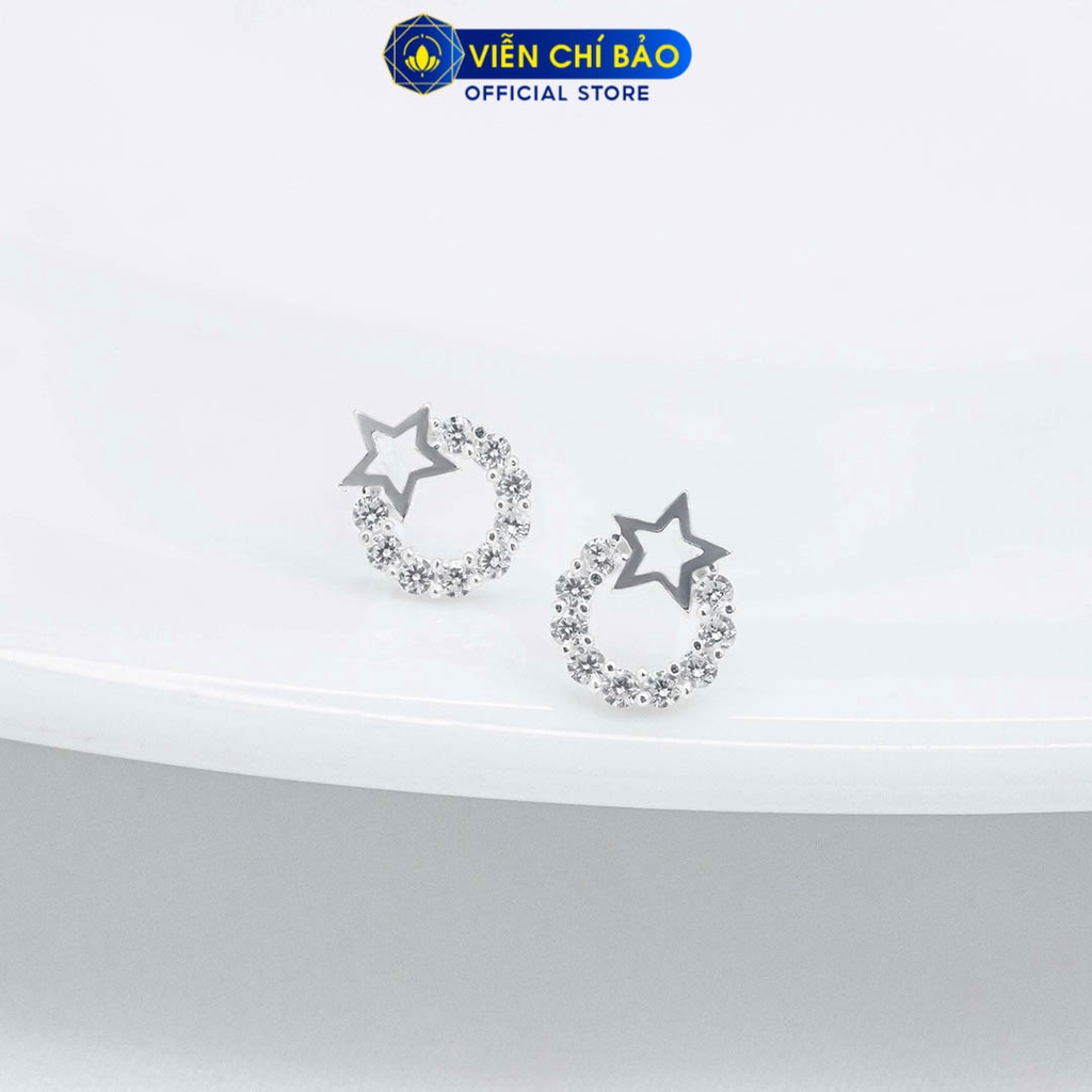 Khuyên tai bạc nữ sao đá chất liệu bạc 925 thời trang phụ kiện trang sức nữ Viễn Chí Bảo E094