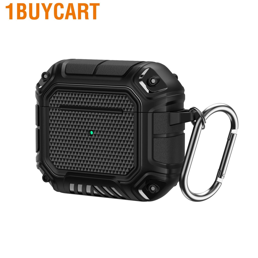 1buycart Headphone Protective Cover TPU Case Anti Lost with Carabiner for IOS Earbuds 3 Black