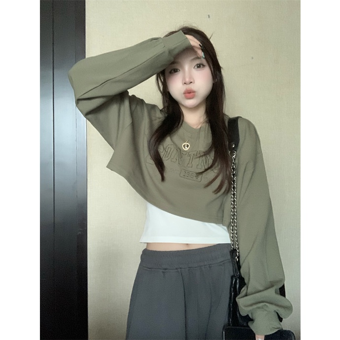 Áo thun ZHELIHANGFEI giả hai lớp tay dài thời trang dành cho nữ