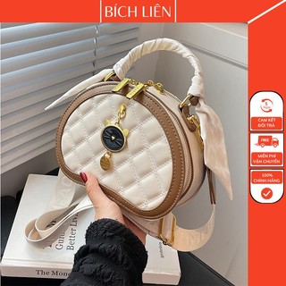 Túi Cốp Mèo đeo chéo hình tròn nhỏ thêu họa tiết hình thoi size 18