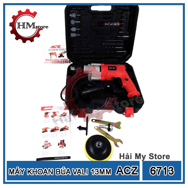 Máy khoan tường điện 13mm ACZ 6713, công suất 850w, có vali phụ kiện - Máy khoan điện, máy khoan cầm tay