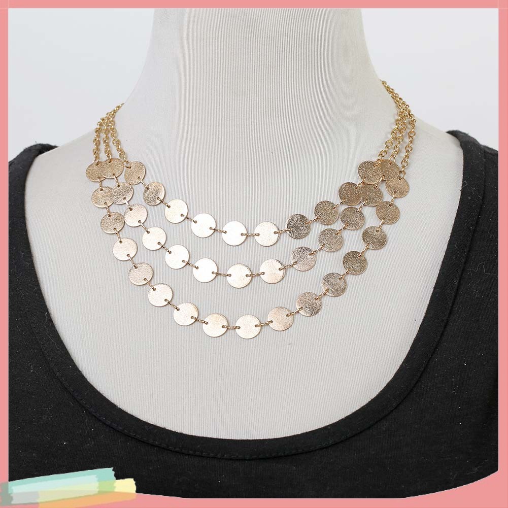 Dây Chuyền Hợp Kim Nhiều Lớp Trang Trí Hình Đồng Xu Xinh Xắn Cho Nữ