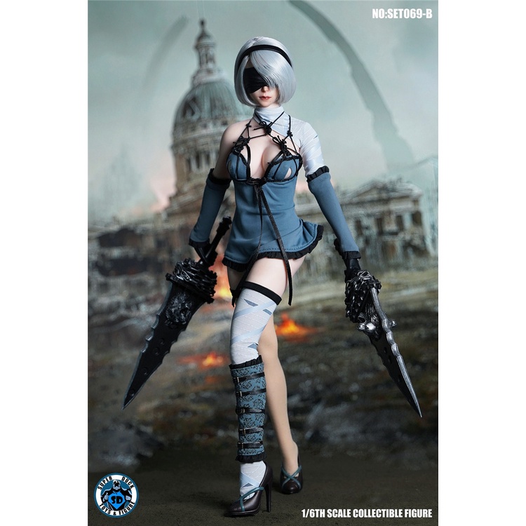 Mô hình búp bê, figure Silicone tỉ lệ 1:6 NieR: Automata 2B DLC hãng Super Duck