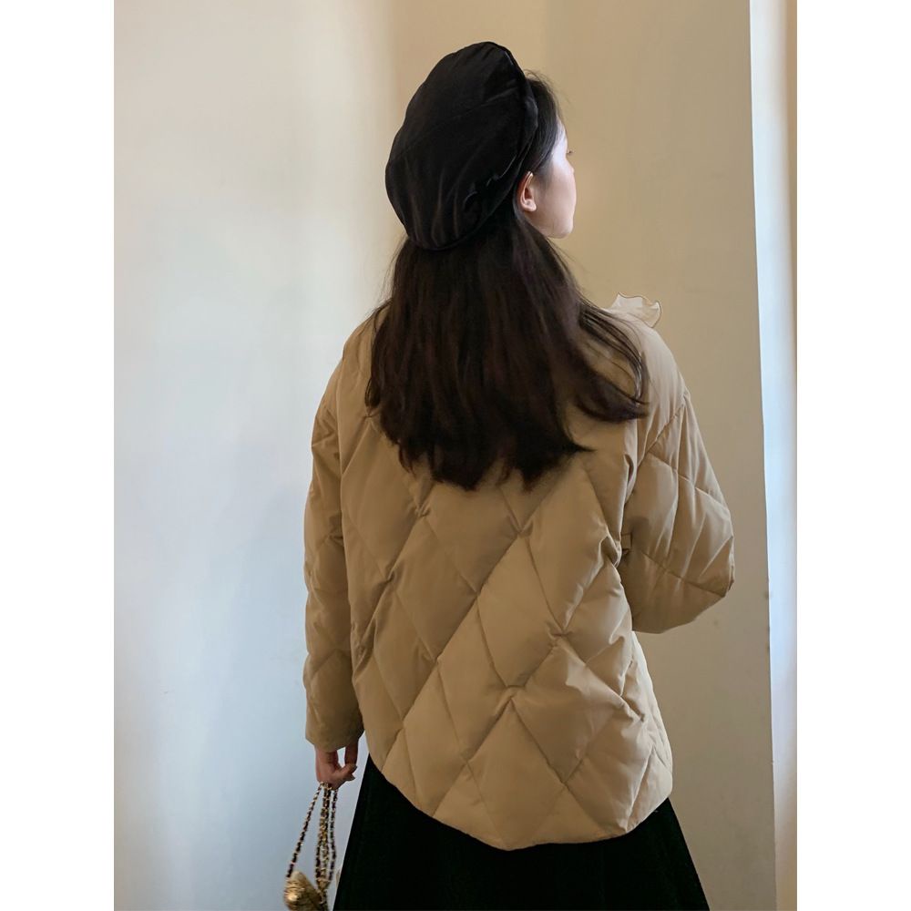 Áo Khoác Đệm Cotton Họa Tiết Hình Thoi Phong Cách Nhật Bản Thời Trang Mùa Đông Mới 2022