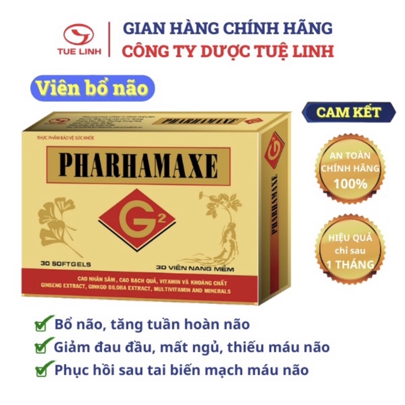 Viên Bổ Não Pharhamaxe G2 Tuệ Linh_dùng cho người huyết áp thấp, đau nửa đầu, ngủ ko sâu giấc, hay mệt mỏi