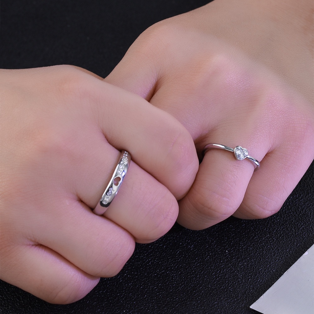 Nhẫn Hở Đính Đá zircon Đơn Giản Thời Trang Có Thể Điều Chỉnh Cho Cặp Đôi